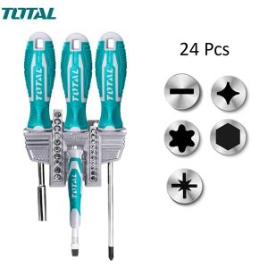 24 pcs screwdriver and bits set TOTAL-TACSD302462