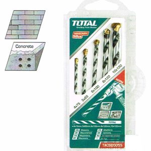 5 Pcs Masonry Drill Bits Set TOTAL-TACSD5055