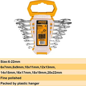 DOUBLE OPEN END SPANNER SET - 8 pcs 6-22mm INGCO-HKSPA2088