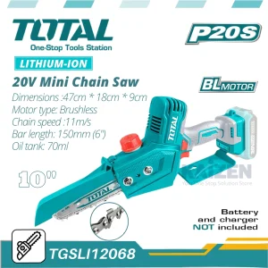 Lithium ion mini chain saw NO BATTERY CHARGER TOTAL – TGSLI2068 (3)